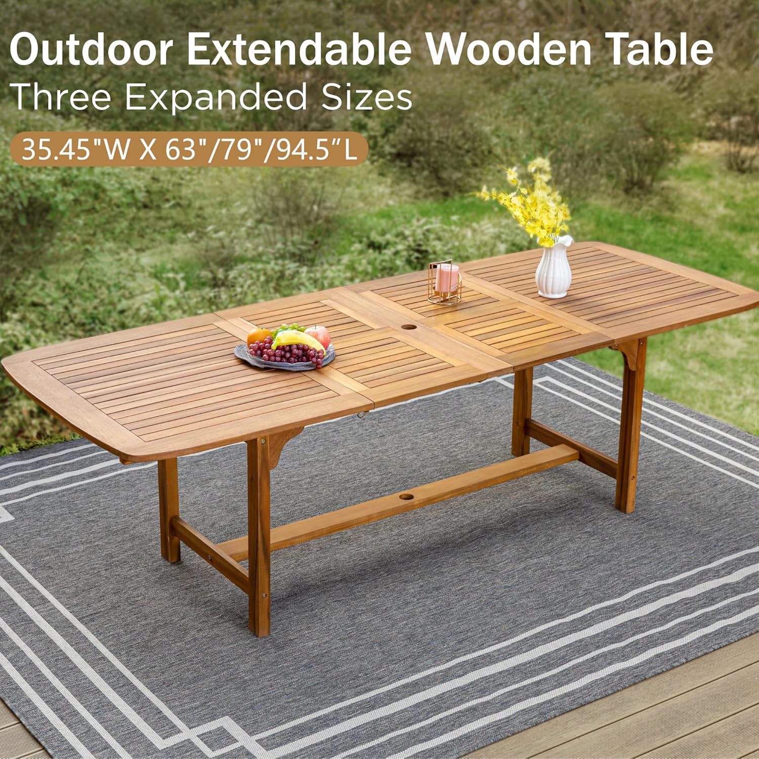 PHI VILLA 9 Pieces Acacia Wood Patio Dining Set for 8